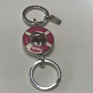 Coach Pink and Silver Circular Valet Keychain
